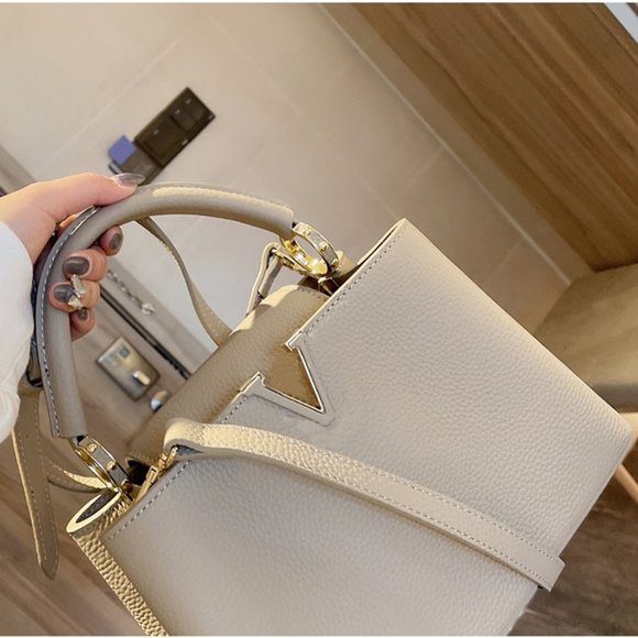 Ladies bags cowhide leather lychee pattern shoulde